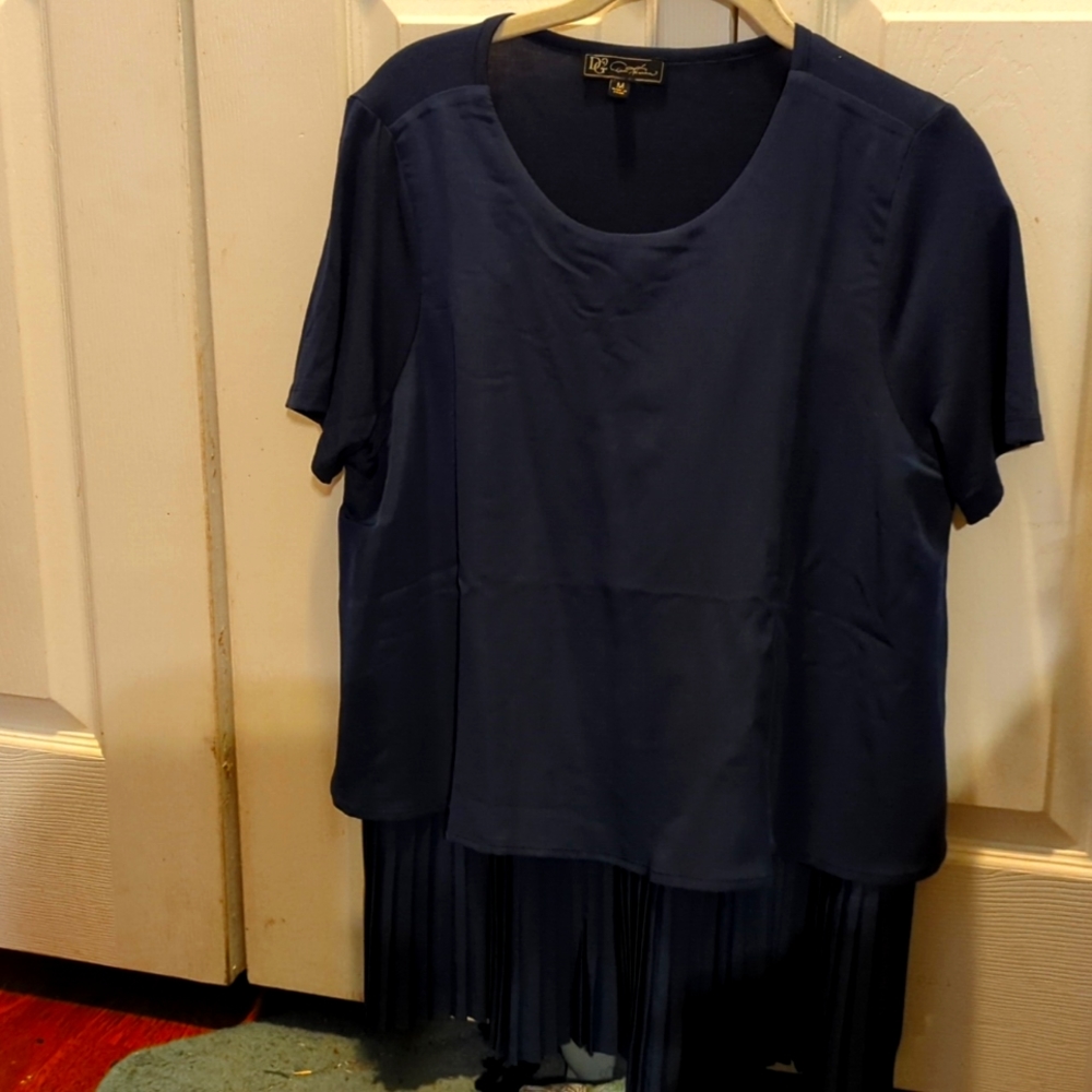 Navy Diane Gilman plus size business casual blouse